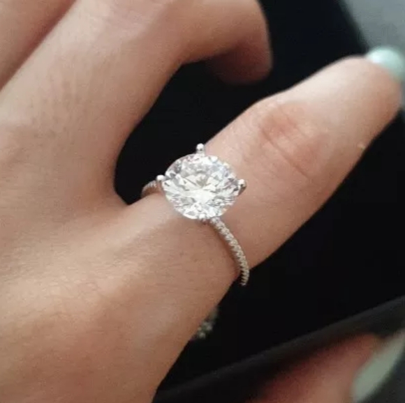 3ct Zircon Diamond Sterling Silver Zircon Pave Statement Piece Engagement - Picture 7 of 16